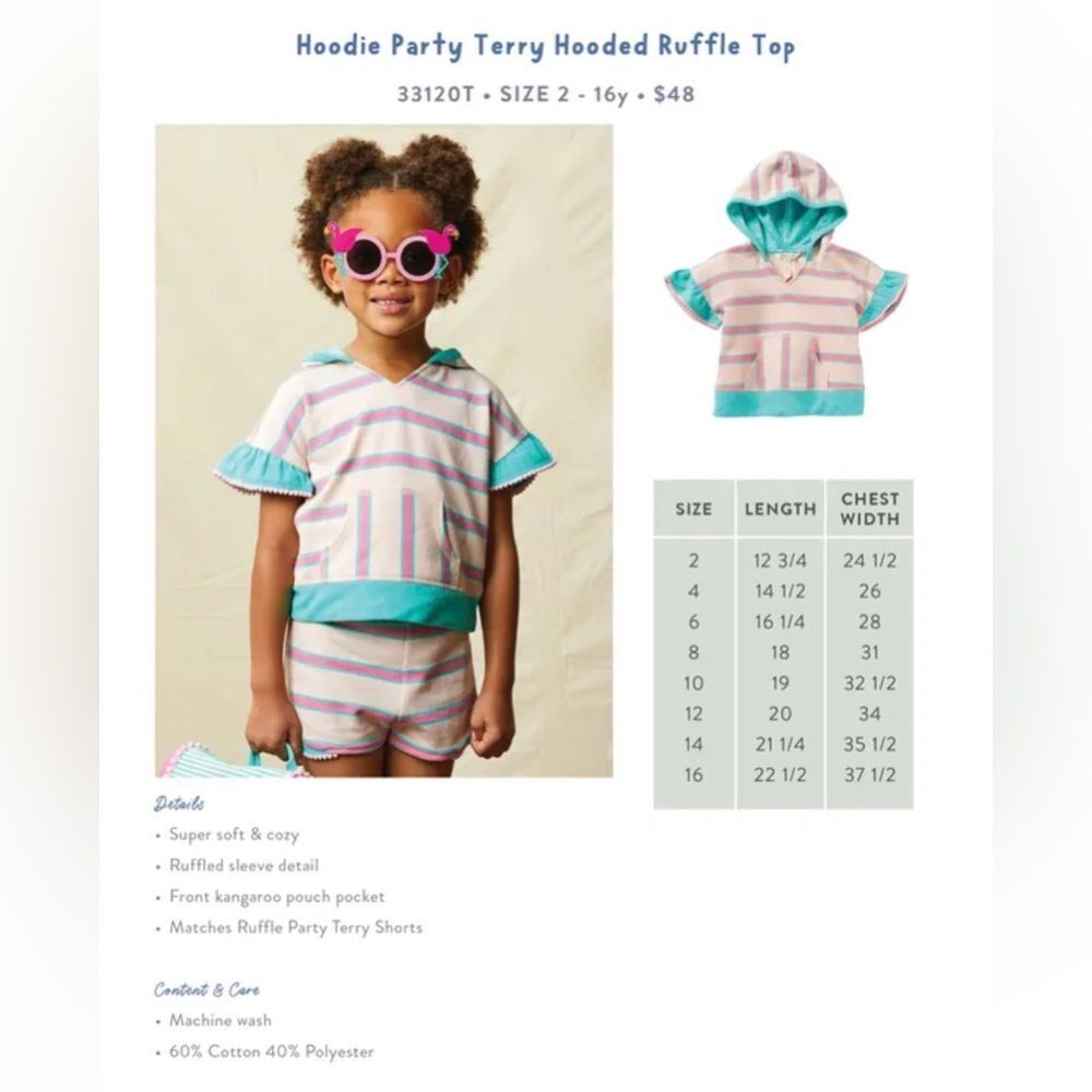 Matilda Jane Enchanted Garden Party Terry Hooded Sweatshirt Short Sleeves size 8